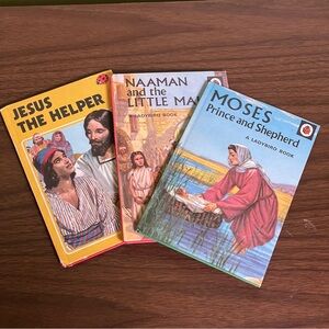 THREE Moses, Naaman, Jesus Ladybird Picture Religious Books Illustrated Hardback
